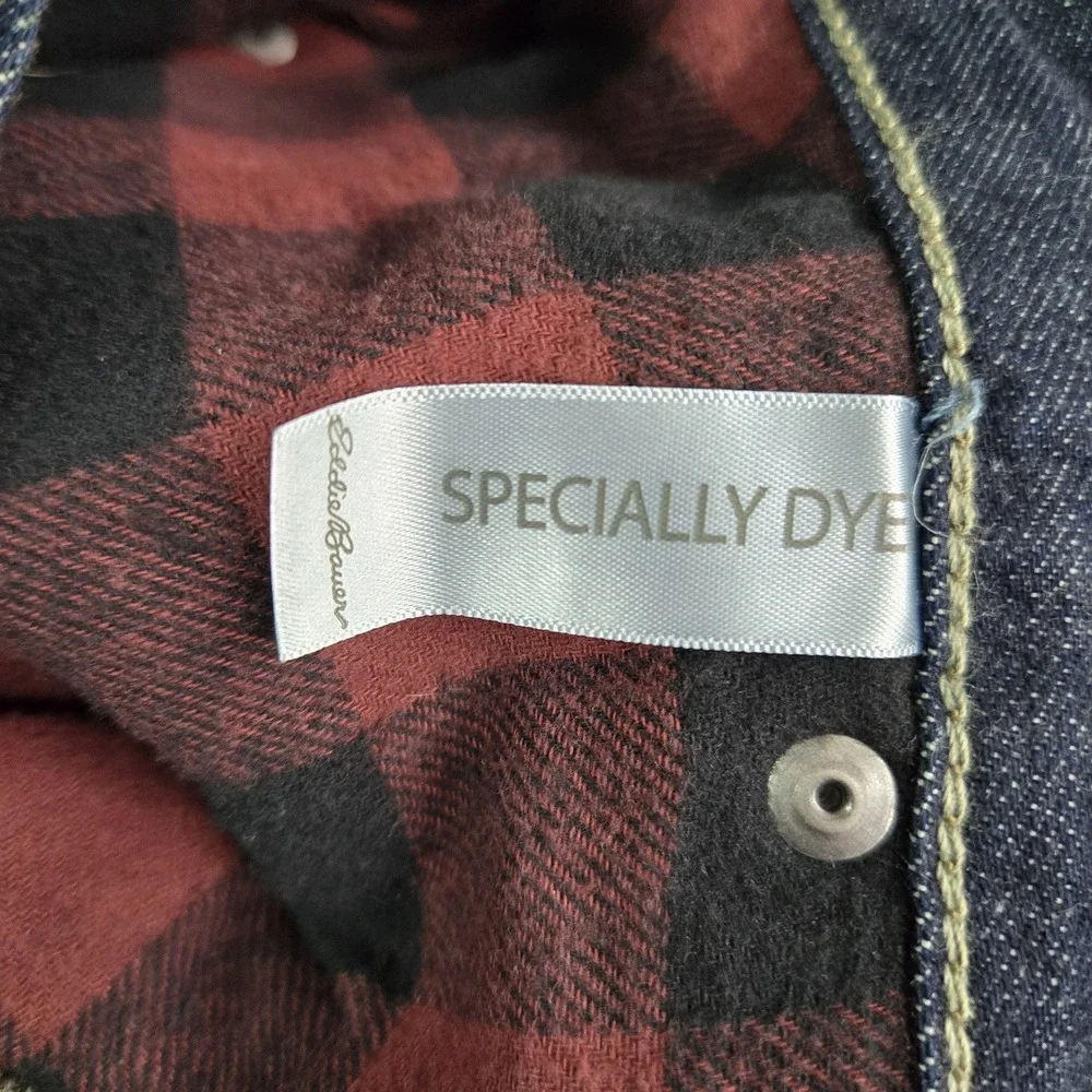 Eddie Bauer Men Jeans 30X32 Dark Blue Denim Buffalo Plaid Lined Flannel‎ 31